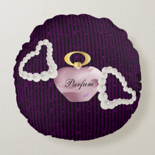 Parfum & Pearls Lila Glitzer Streifen Rund Kissen