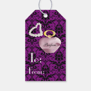 Parfum & Pearls Lila & Schwarz 3 Damast-Geschenkan Geschenkanhänger