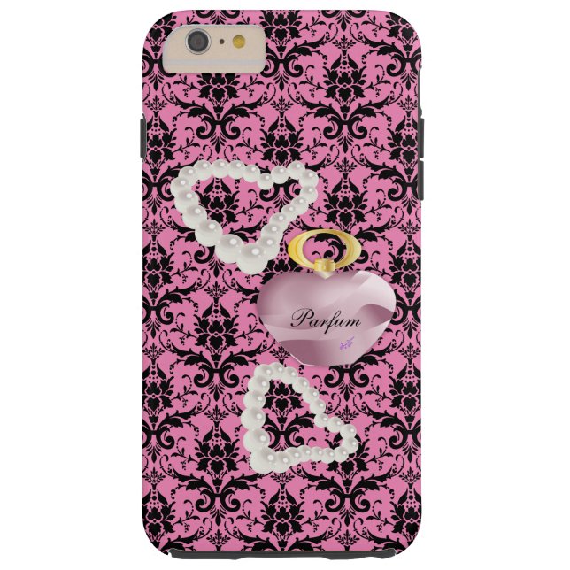 Parfum & Pearls Pink Damask iPhone6Plus Tough Case (Rückseite)