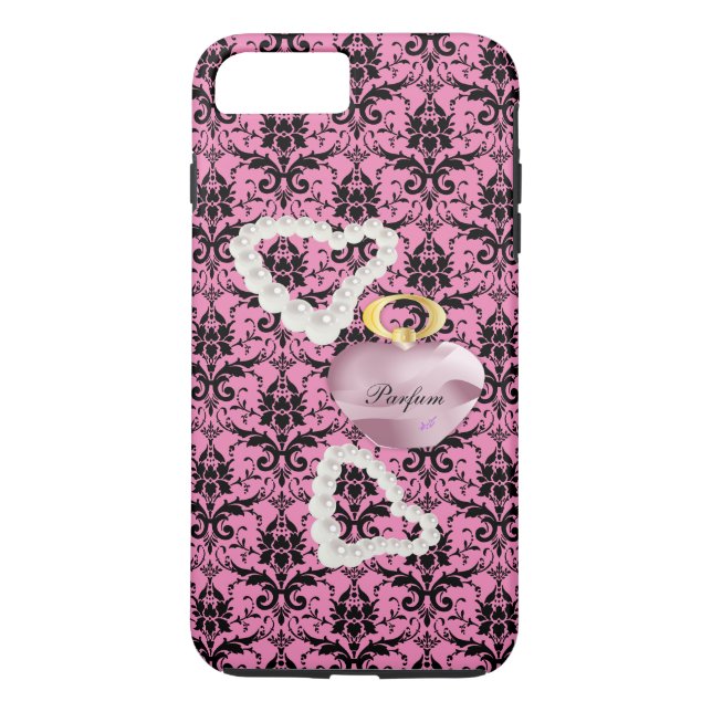 Parfum & Pearls Pink Damask iPhone7Plus Tough Case (Rückseite)