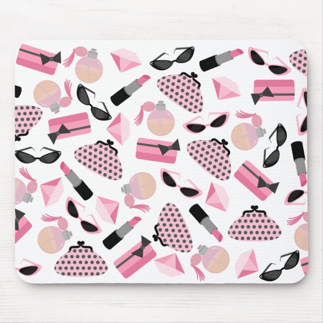 Parfüm schürzt Sonnenbrille u. Lippenstift Mousepad (Vorne)