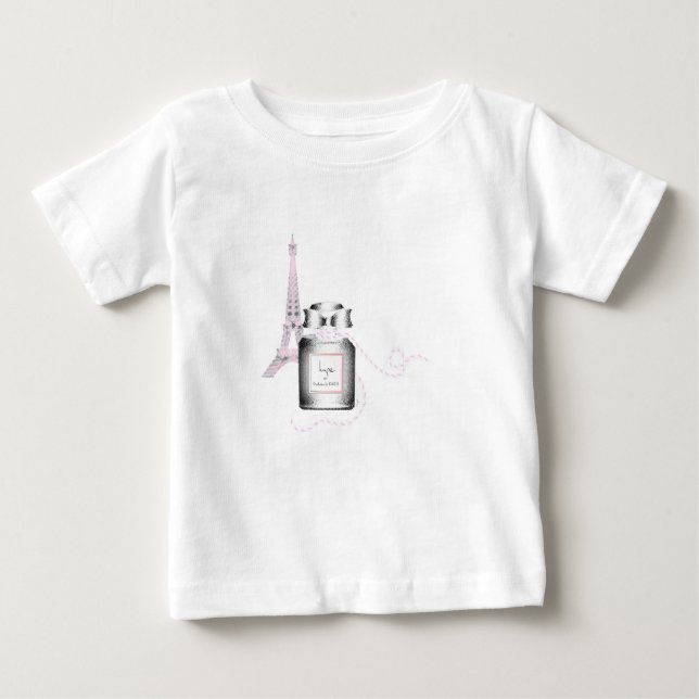 Parfumflasche mit Eiffelturm und Rope Baby Baby T-shirt (Vorderseite)