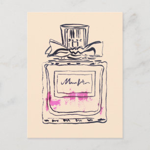 Parfümflasche Mode Wasserfarben Illustration Postkarte