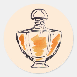 Parfümflasche Mode-Wasserfarben-Illustration Runder Aufkleber