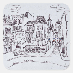 Parfümmuseum & Straßenszene   Grasse, Frankreich Quadratischer Aufkleber
