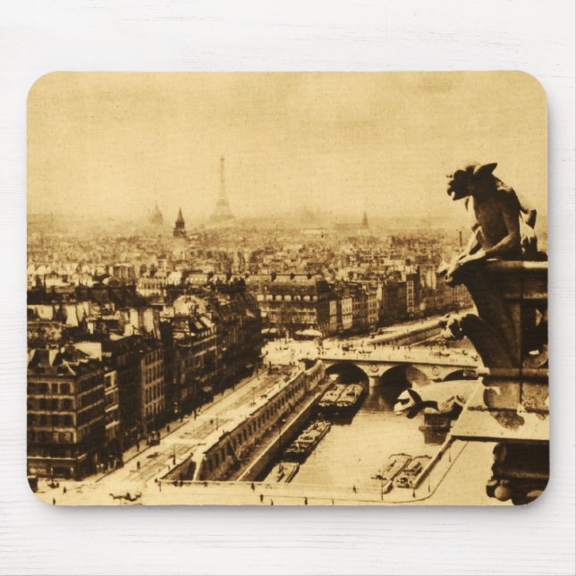 Pari Skyline mit Notre Dame-Wasserspeier Mousepad (Vorne)