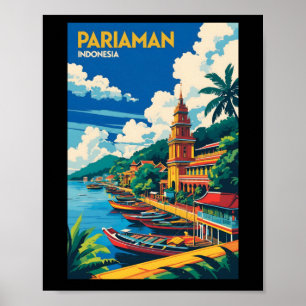 Pariaman Indonesia Vintage Travel Tourism Sticker Poster