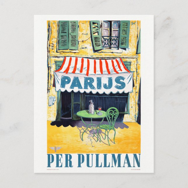 Parijs per Pullman Vintage Travel Poster Postkarte (Vorderseite)