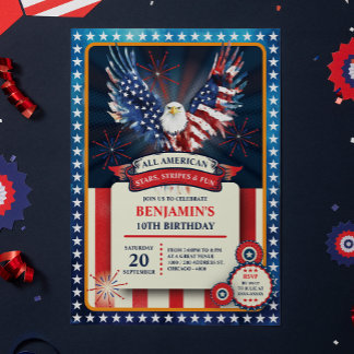 Pariotic All American Eagle Birthday Party Einladung