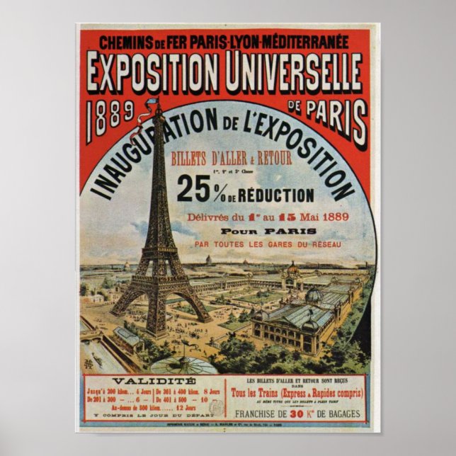 Paris 1889 - Hochschule Weltausstellung Poster (Vorne)