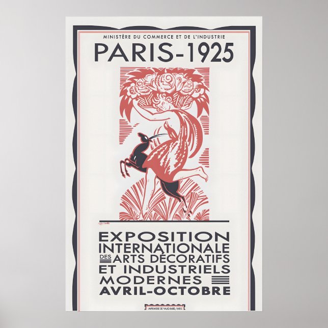 Paris 1925 Art Deco Exhibition Poster Framed or (Vorne)