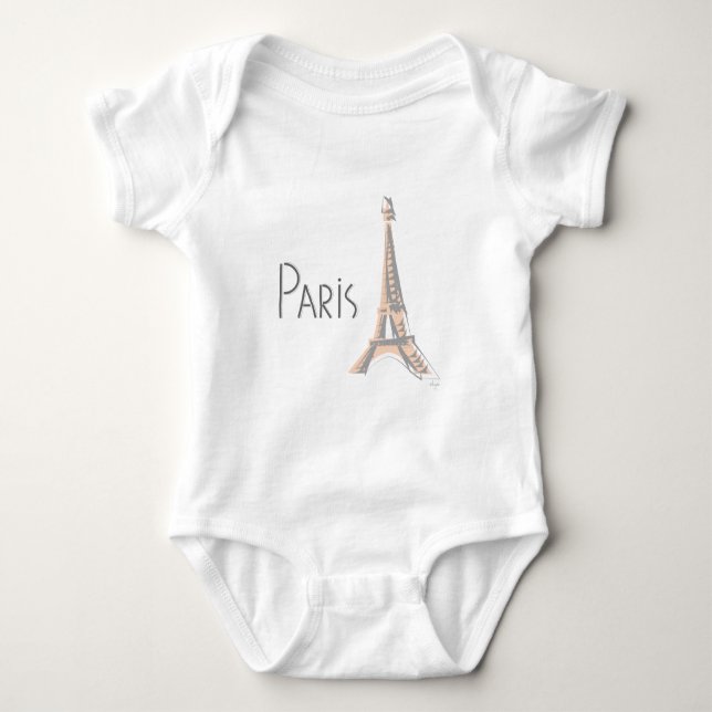PARIS Abstrakt Gray Eiffel Tower Baby Strampler (Vorderseite)