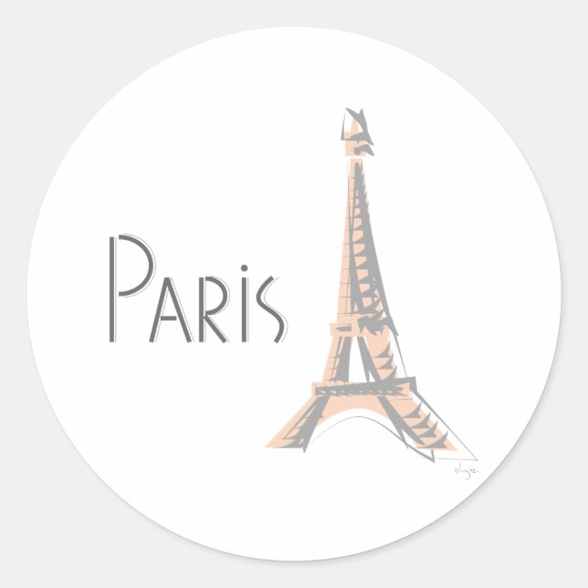 PARIS Abstrakt Gray Eiffel Tower Runder Aufkleber (Vorderseite)