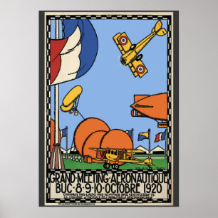 Paris Air Show 1920, Vintag Style Poster