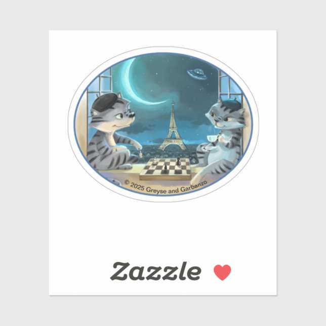 Paris am Abend Oval Vinyl Sticker - Happy (Var) (Blatt)