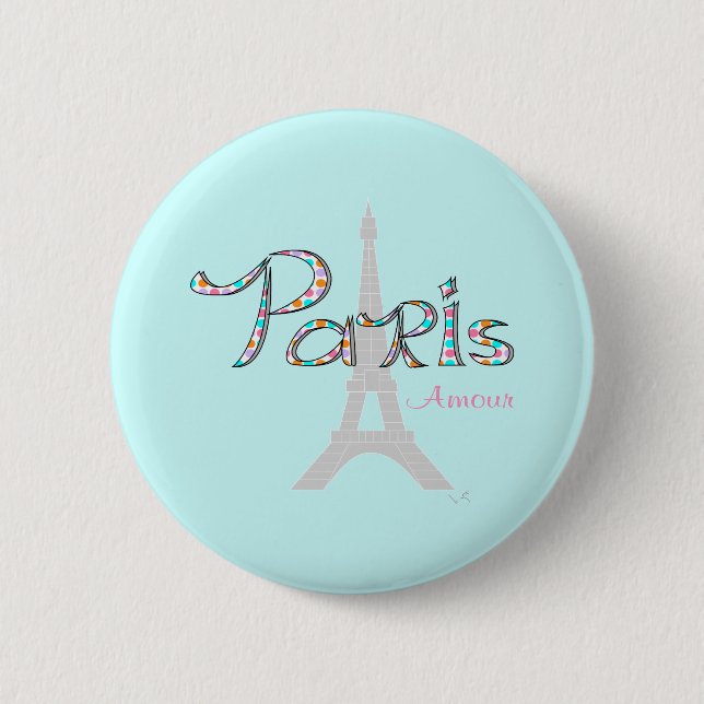 PARIS Amour mit Eiffelturm Button (Vorderseite)