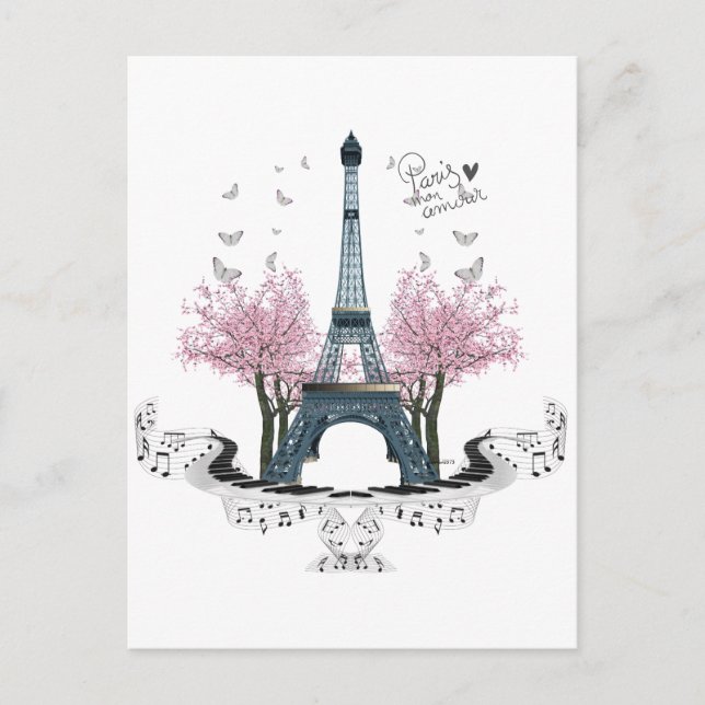 Paris Amour Wrapped Canvas Print Postcard Postkarte (Vorderseite)