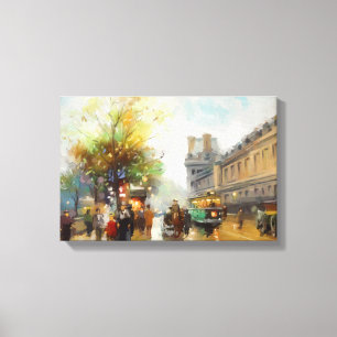 Paris an einem regnerischen Tag. Aquarellmalerei Leinwanddruck