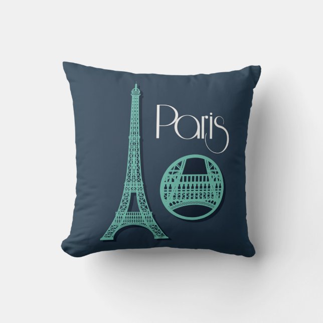Paris aquamarin kissen (Vorderseite)