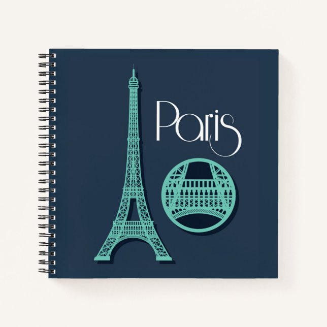 Paris Aquamarin Notizbuch (Vorderseite)
