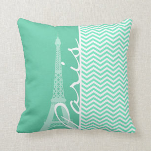 Paris; Aquamarine Zickzack Kissen