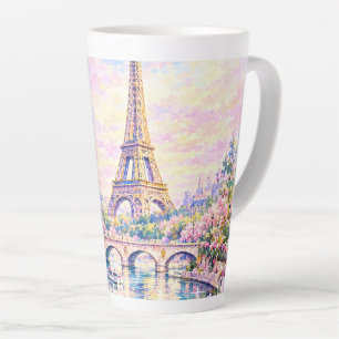 Paris Aquarell Eiffelturm Rosa Floral Französisch Milchtasse
