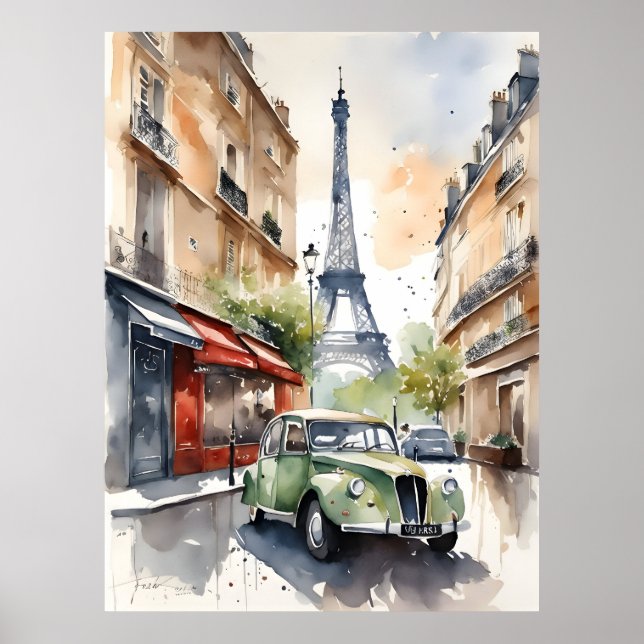 Paris-Aquarell-Kunst Poster (Vorne)