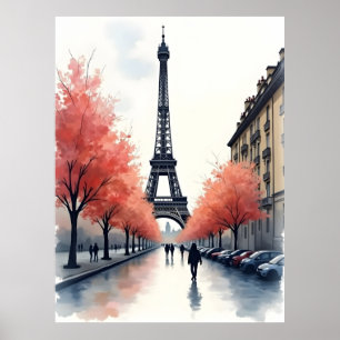 Paris-Aquarell-Kunst Poster