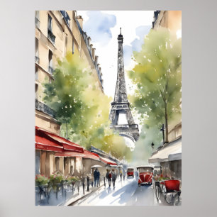 Paris-Aquarell-Kunst Poster