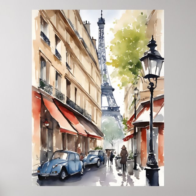 Paris-Aquarell-Kunst Poster (Vorne)