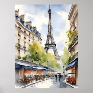 Paris-Aquarell-Kunst Poster