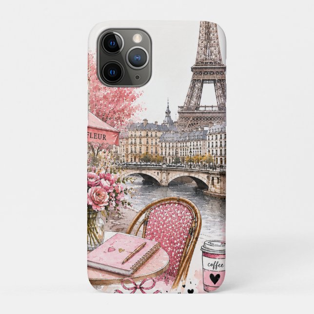 Paris Aquarell Rosa iPhone / iPad Hülle (Rückseite)