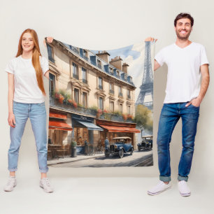 Paris Aquarellmalerei  Fleecedecke