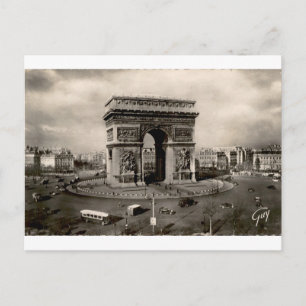 Paris Arc de Triomphe alte Straßenszene Postkarte