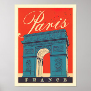Paris Arc de Triomphe Frankreich Vintage Reise Poster