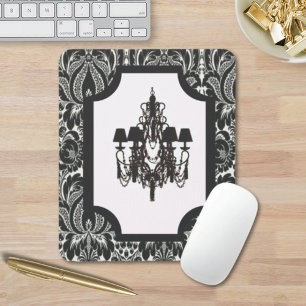 Paris Art Deko Damask Vintager schwarzer Lüster Mousepad