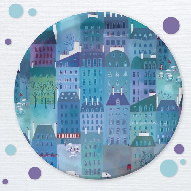 Paris Art Pappteller (Paris cityscape art paper plate)