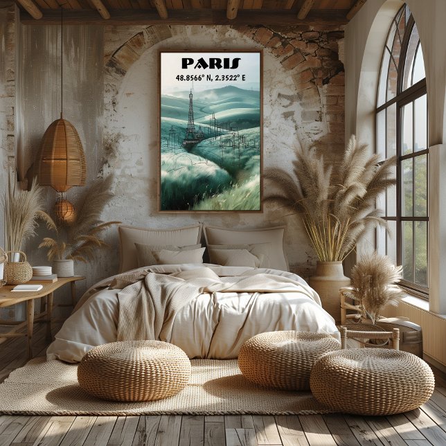 París: Arte de línea con Coordenadas. Poster (Von Creator hochgeladen)