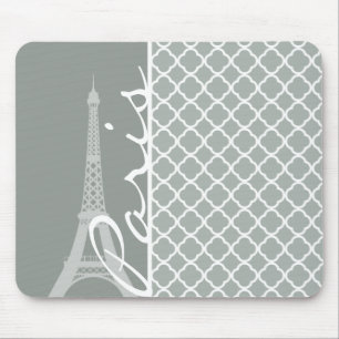 Paris; Ash Graue marokkanische Quatrefolie Mousepad