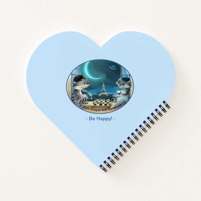 Paris at Night Heart Shaped Notebook - Happy Notizbuch (Rückseite)
