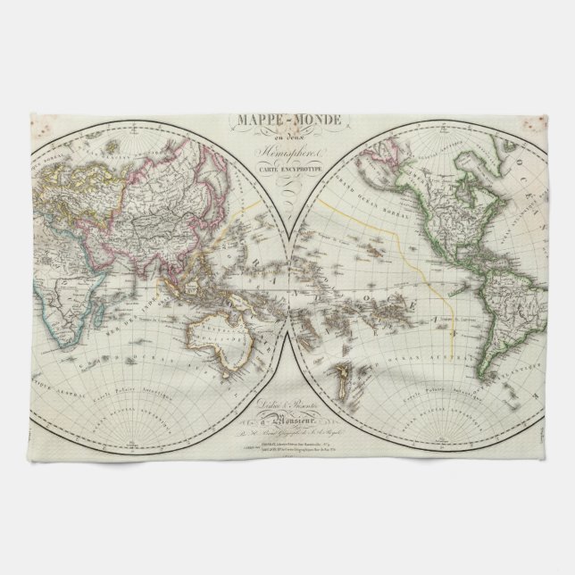 Paris-Atlas-Karte Handtuch (Horizontal)