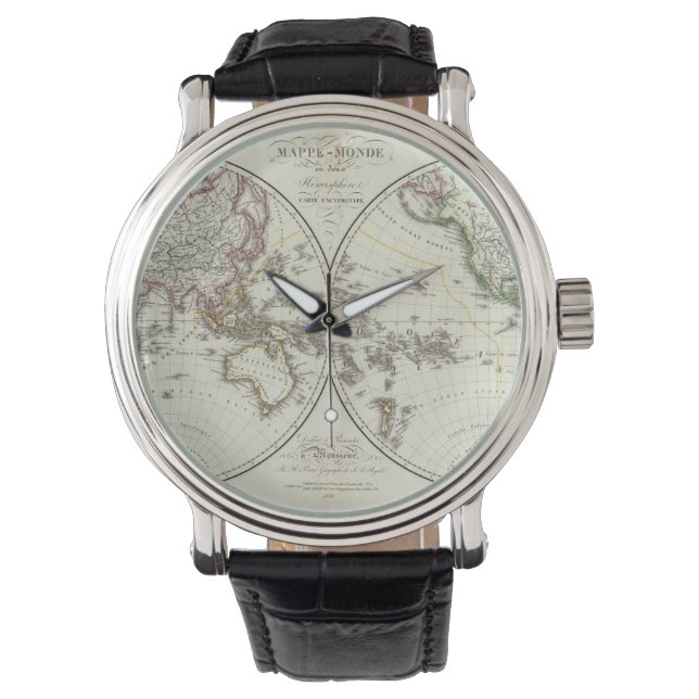 Paris Atlas Map Armbanduhr (Vorderseite)
