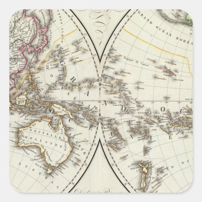 Paris Atlas Map Quadratischer Aufkleber (Vorderseite)