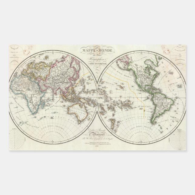 Paris Atlas Map Rechteckiger Aufkleber (Vorderseite)