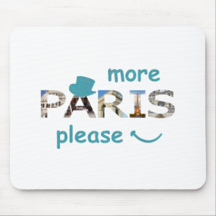 Paris Attraktionen Mehr Paris Bitte blauer Glitzer Mousepad