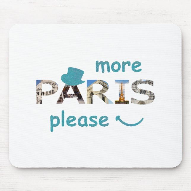 Paris Attraktionen Mehr Paris Bitte blauer Glitzer Mousepad (Vorne)