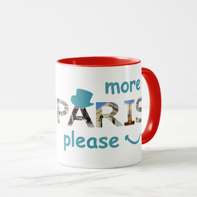 Paris Attraktionen Mehr Paris Bitte blauer Glitzer Tasse (VorderseiteRechts)