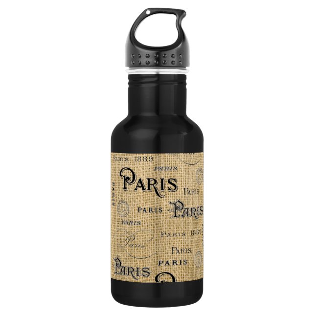 Paris auf Burlap Edelstahlflasche (Vorderseite)