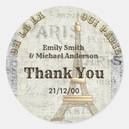 Paris Aufkleber Custom Vintag Parchment Vielen Dan