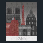 Paris-Aufzüge bis zum Nacht - Rot Puzzle<br><div class="desc">" Paris-Aufzüge durch Nachtrot" durch tolles flippiges.  Berühmte Sehenswürdigkeiten der Eigenschaften von Paris an der Nachtzeit in einem roten und grauen Farbentwurf.</div>